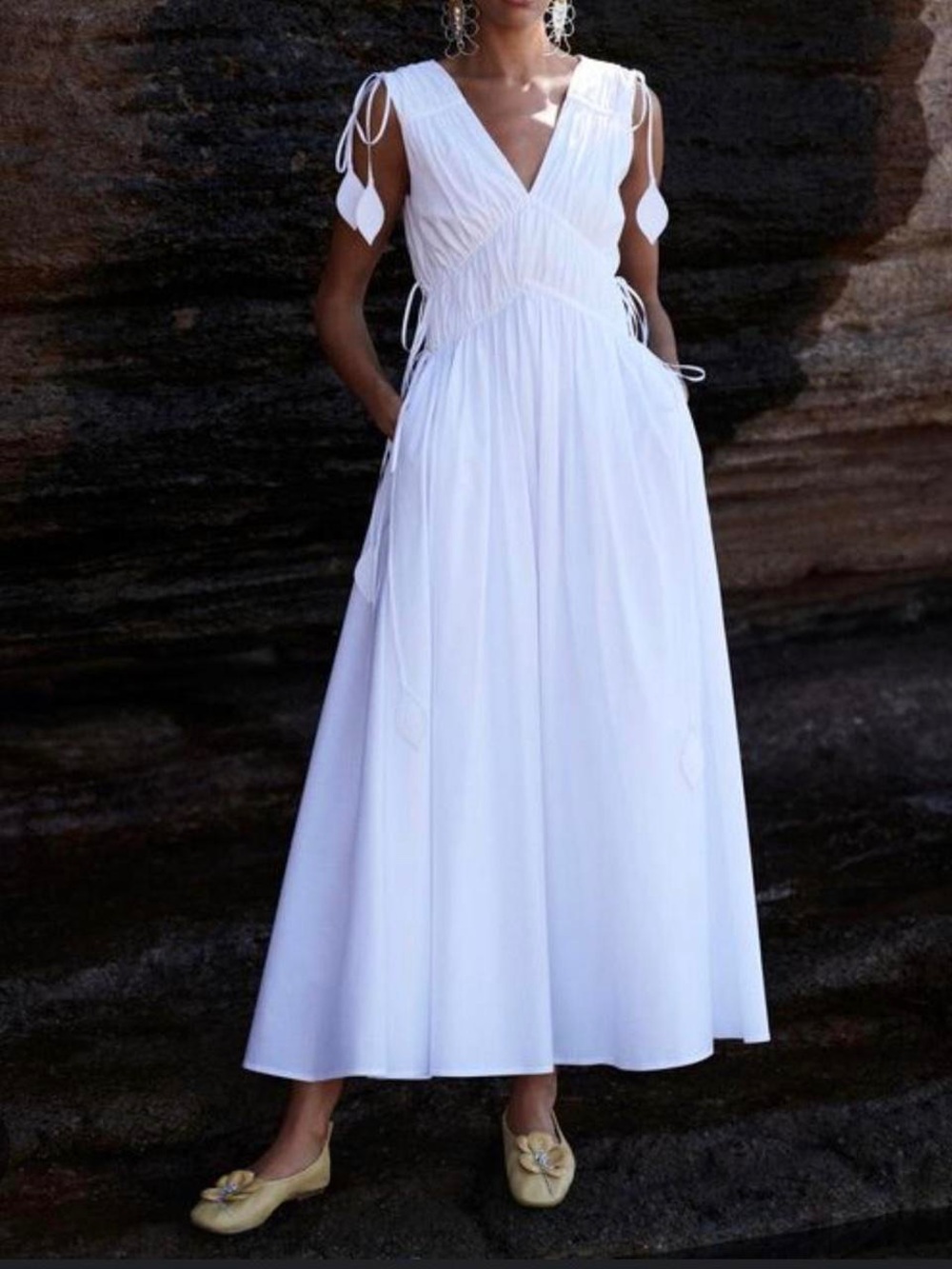 NWT Tory Burch sleeveless smock Pleated dress Sz 4 with pockets - Picture 2 of 11